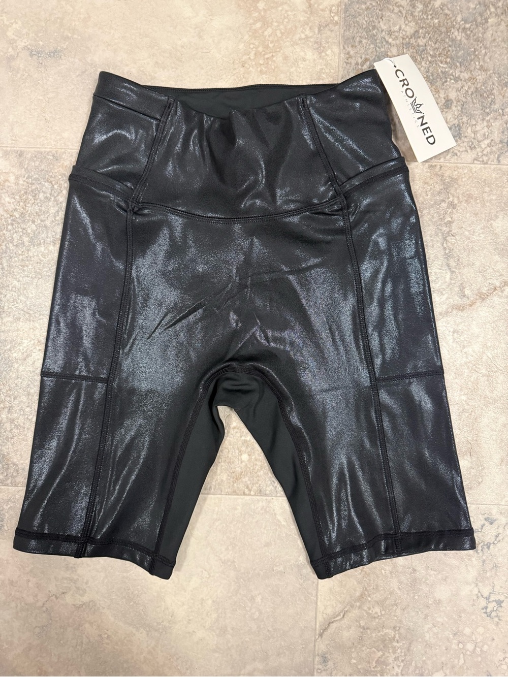 Crowned Athletics black onyx biker shorts